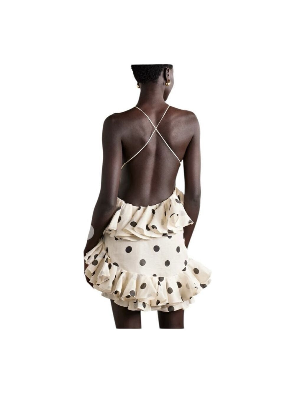 Zimmermann Black and White Polka Dot Crush Ruffle Mini Dress Size 4/6 (1) - Picture 2 of 13